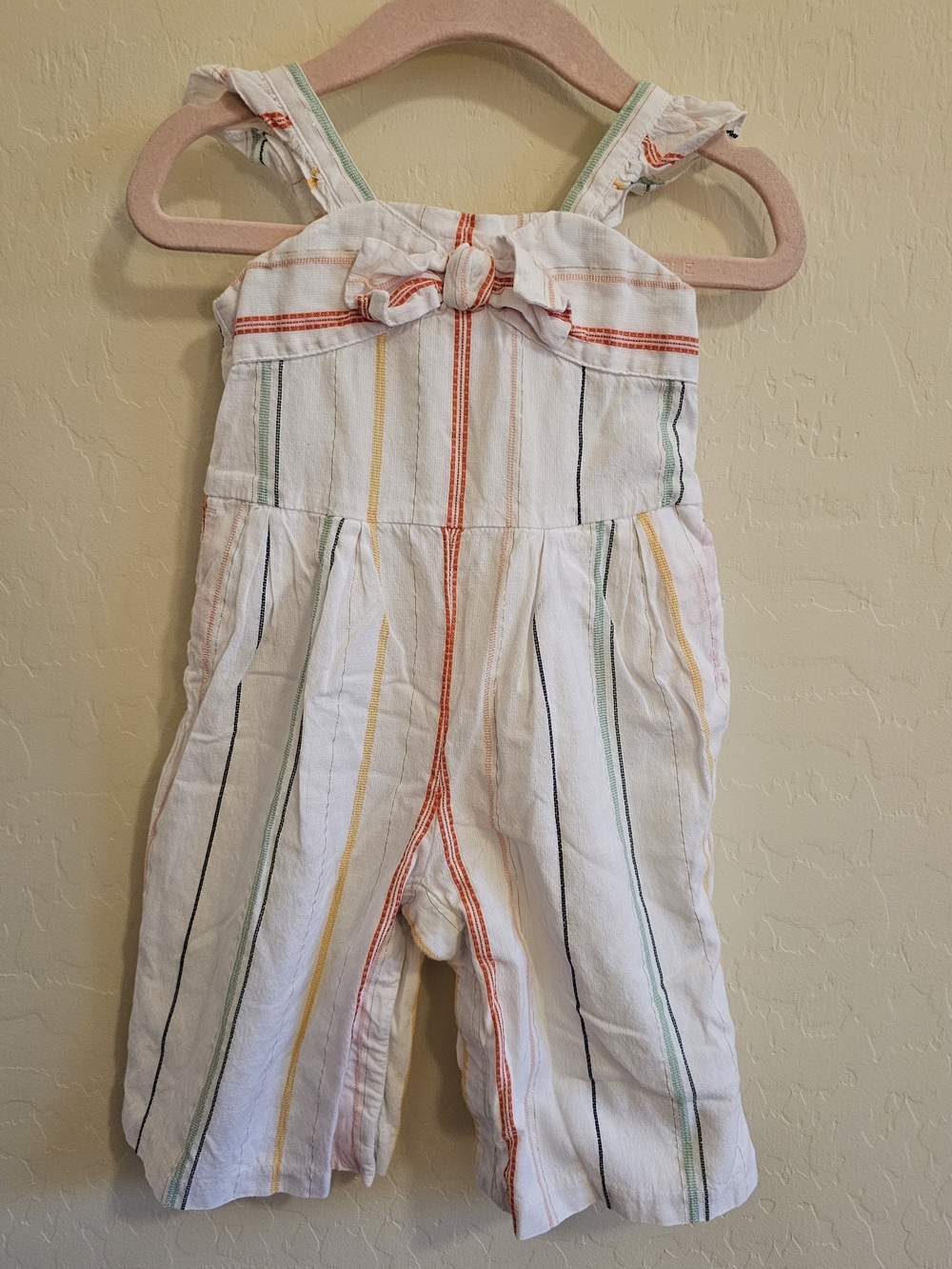 Janie And Jack Striped Bow Jumpsuit Size 6-12 months